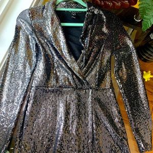 Pants& jumpsuit black sequined v neck